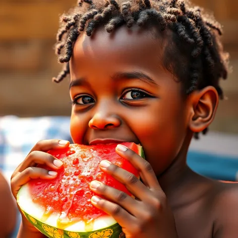 black kid eating watermelon