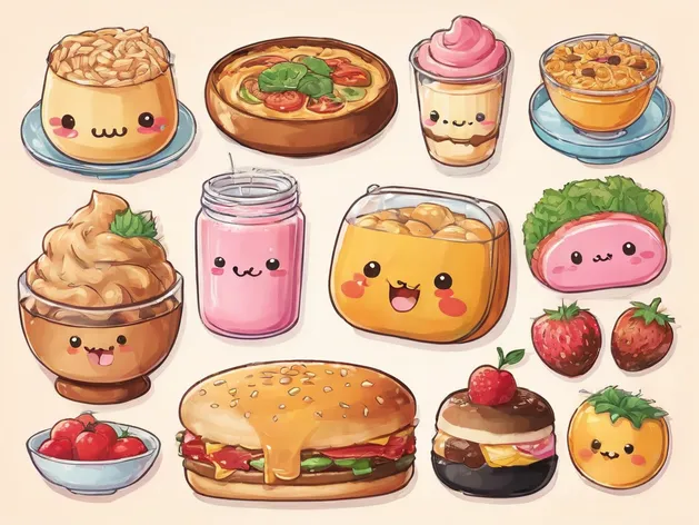 kawaii food drawings