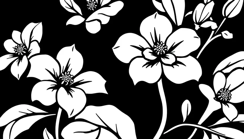 flower clipart black and