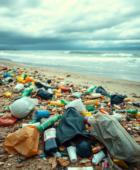 beach photos with trash