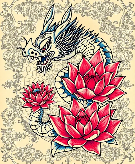 lotus flower dragon tattoo