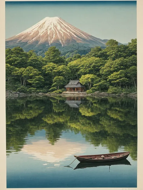 lake japanese scenery with