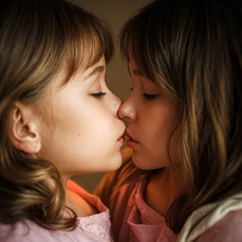 two young girls kissing