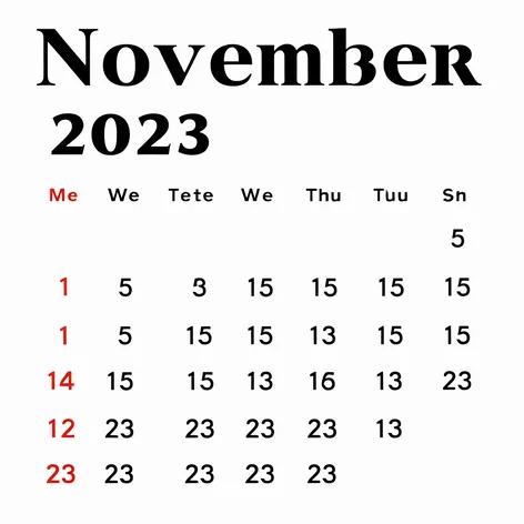 november 2023 calendar printable