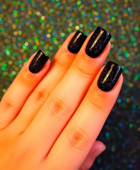 black sparkly nails