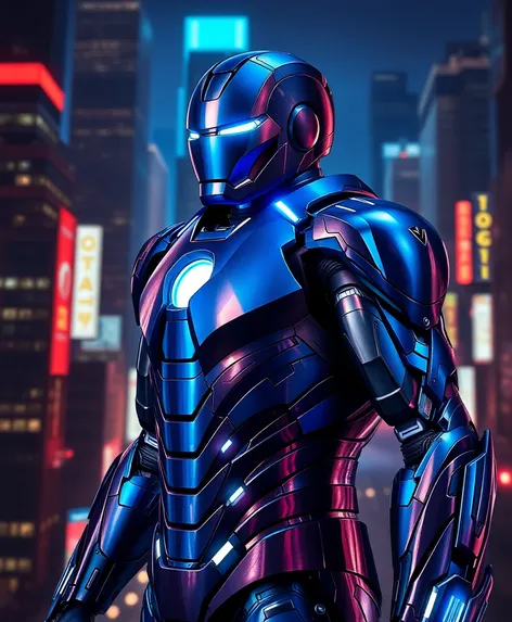 blue iron man armor