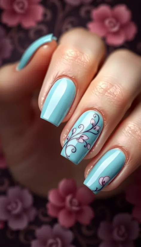 light blue nails with