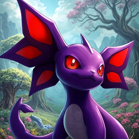 purple pokemon with red