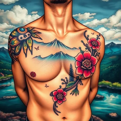 half chest tattoo