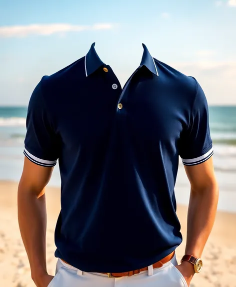 navy blue polo shirt