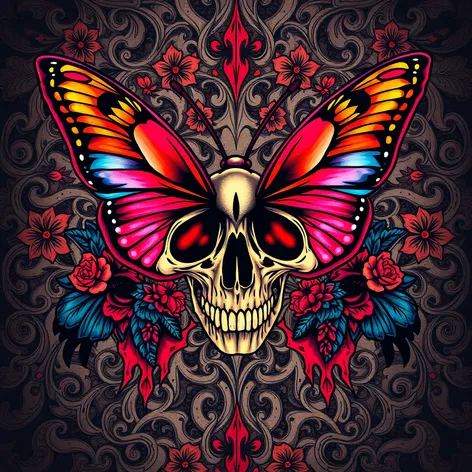 butterfly skull tattoo