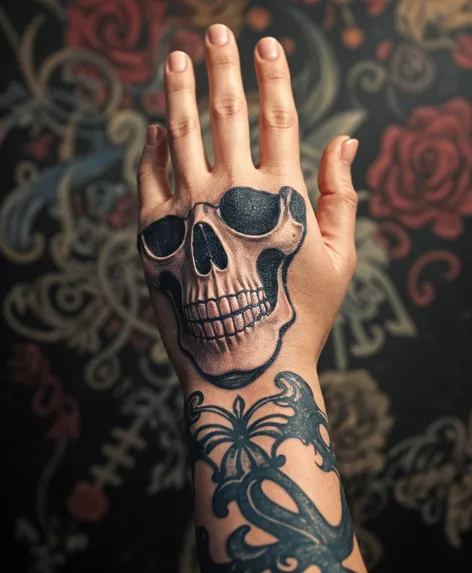 skull hand tattoo