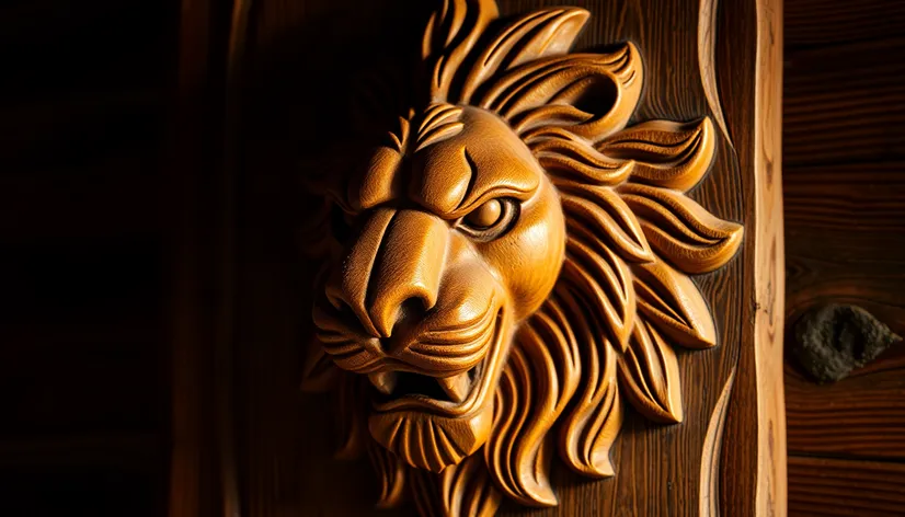 wood carving lion head