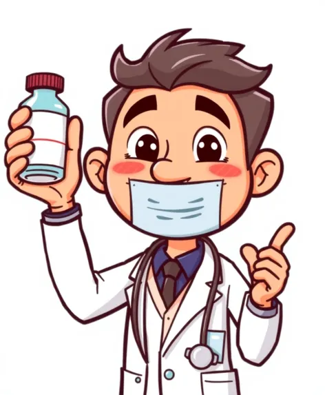 doctor holding medicine cartoonn