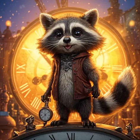 cartoon racoon standing on