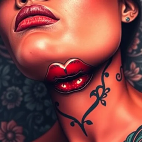 lips on neck tattoo