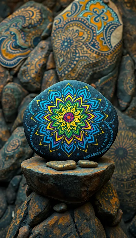 mandala painting on rocks