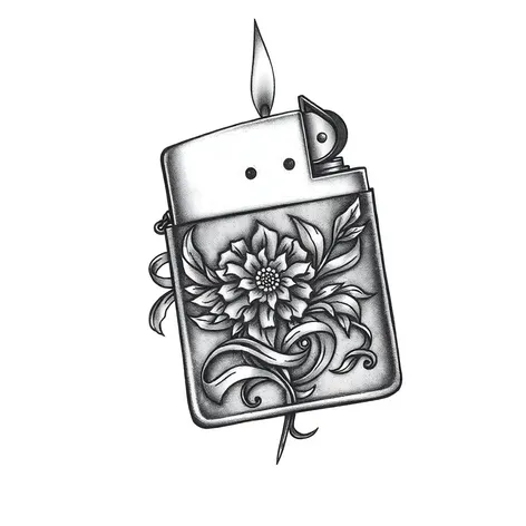 drawing zippo tattoo design