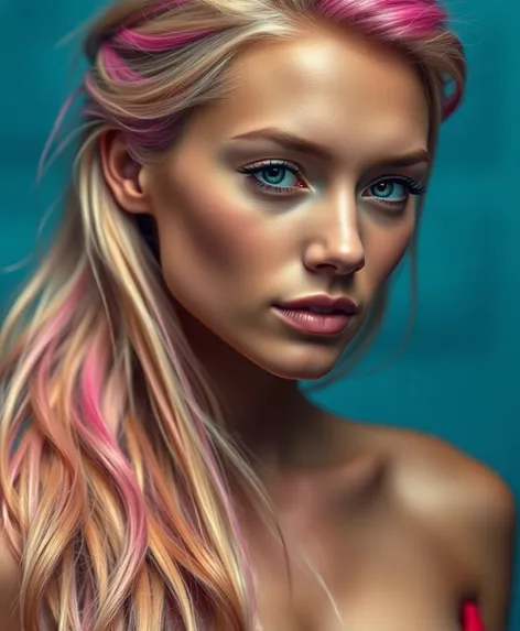 blonde hair with pink