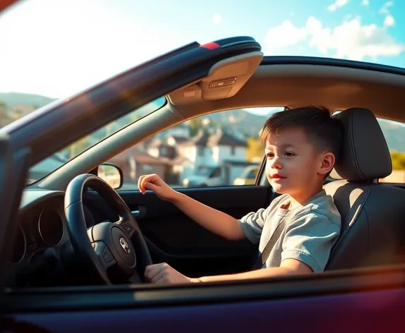 little boy driving a