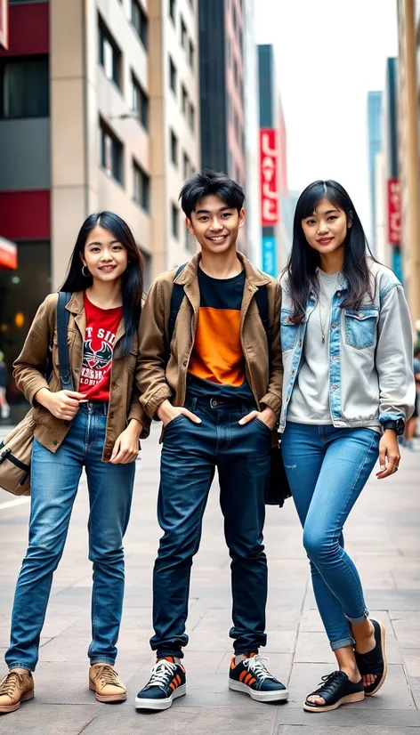 three asian teenagers