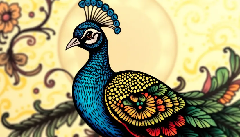 peacock drawing tattoo