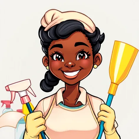 black cleaning lady cartoon