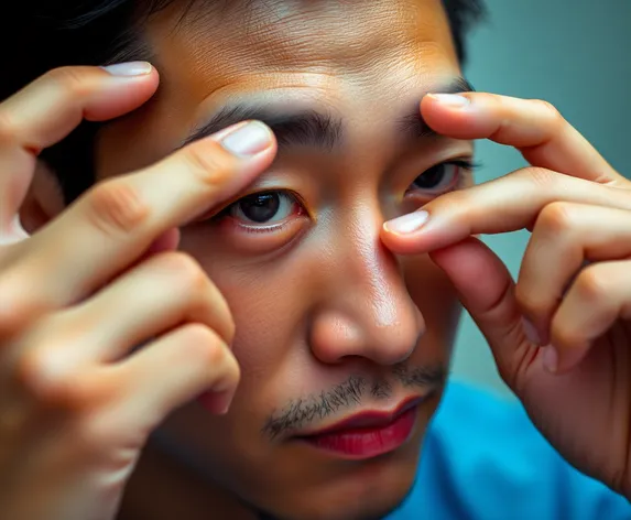 asian guy holding eyelid