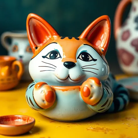 cat making pottery