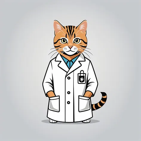 tabby cat in labcoat