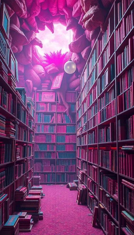 pink surreal library