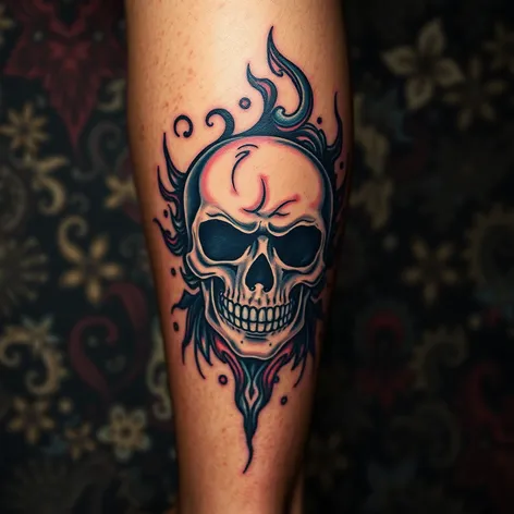 skull tattoo on calf