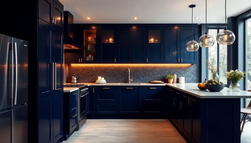 navy blue kitchen cabinets