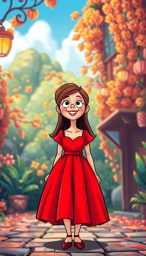 red dress cartoon