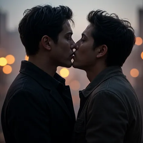 two dudes kissing