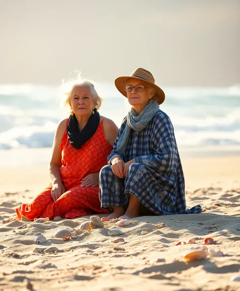 old women at beach