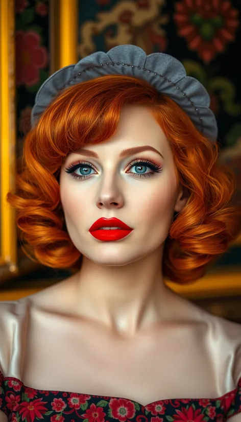 ginger hair red lips