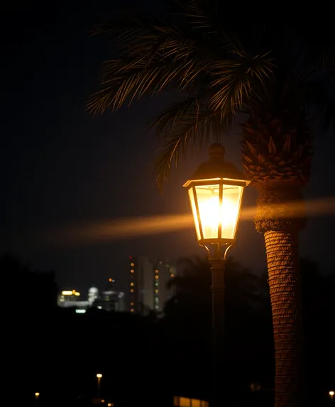 street lamp palm tree