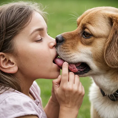 Little girl passionately kissing