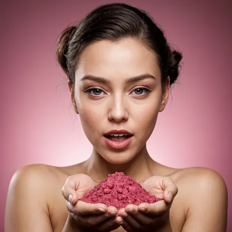 Beautiful woman holding berry