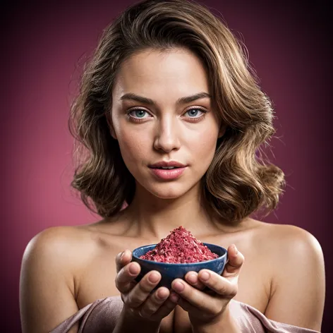 Beautiful woman holding berry