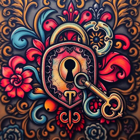 lock with key tattoo