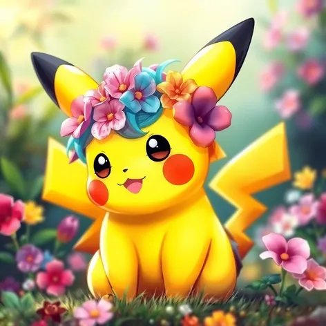 pikachu with flowers