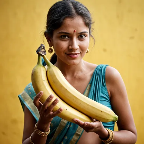 Beautiful indian handling banana