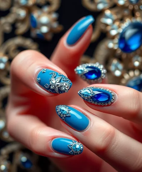 blue colour nail art