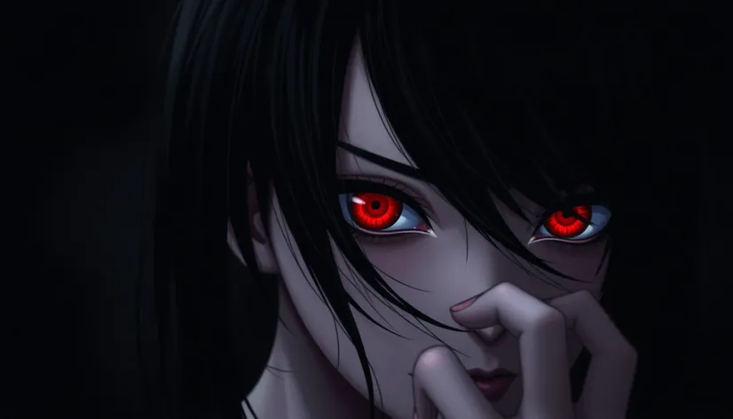 red eyes black hair