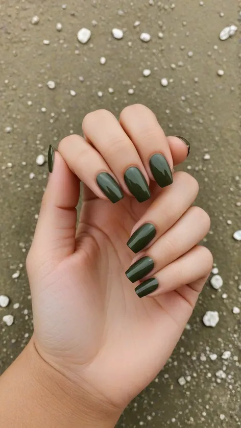 olive green nails