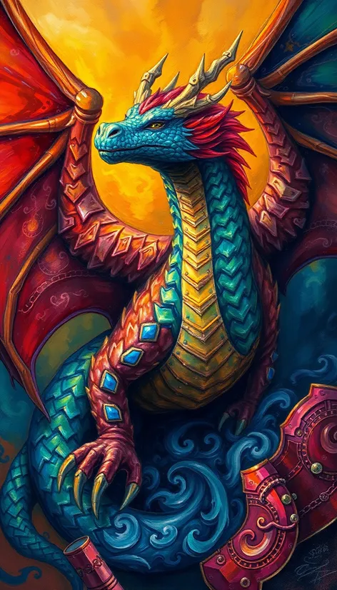 dragon oil painting