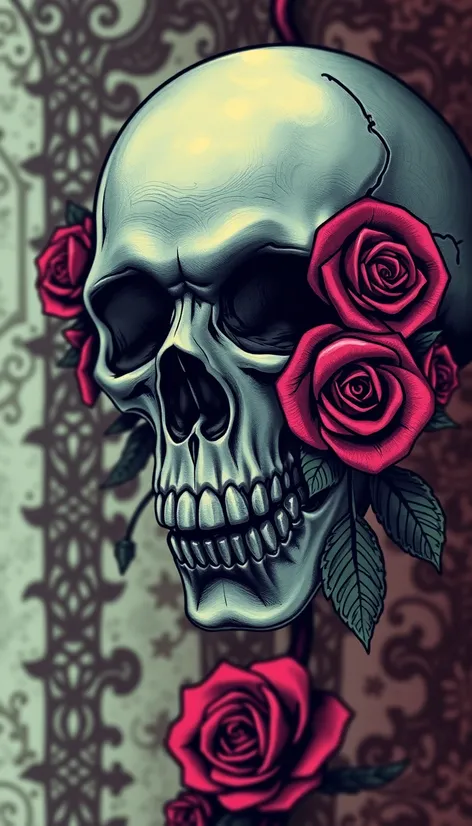 skull with roses images