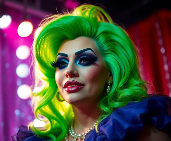 drag queen with green